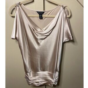 WHBM silk gold top